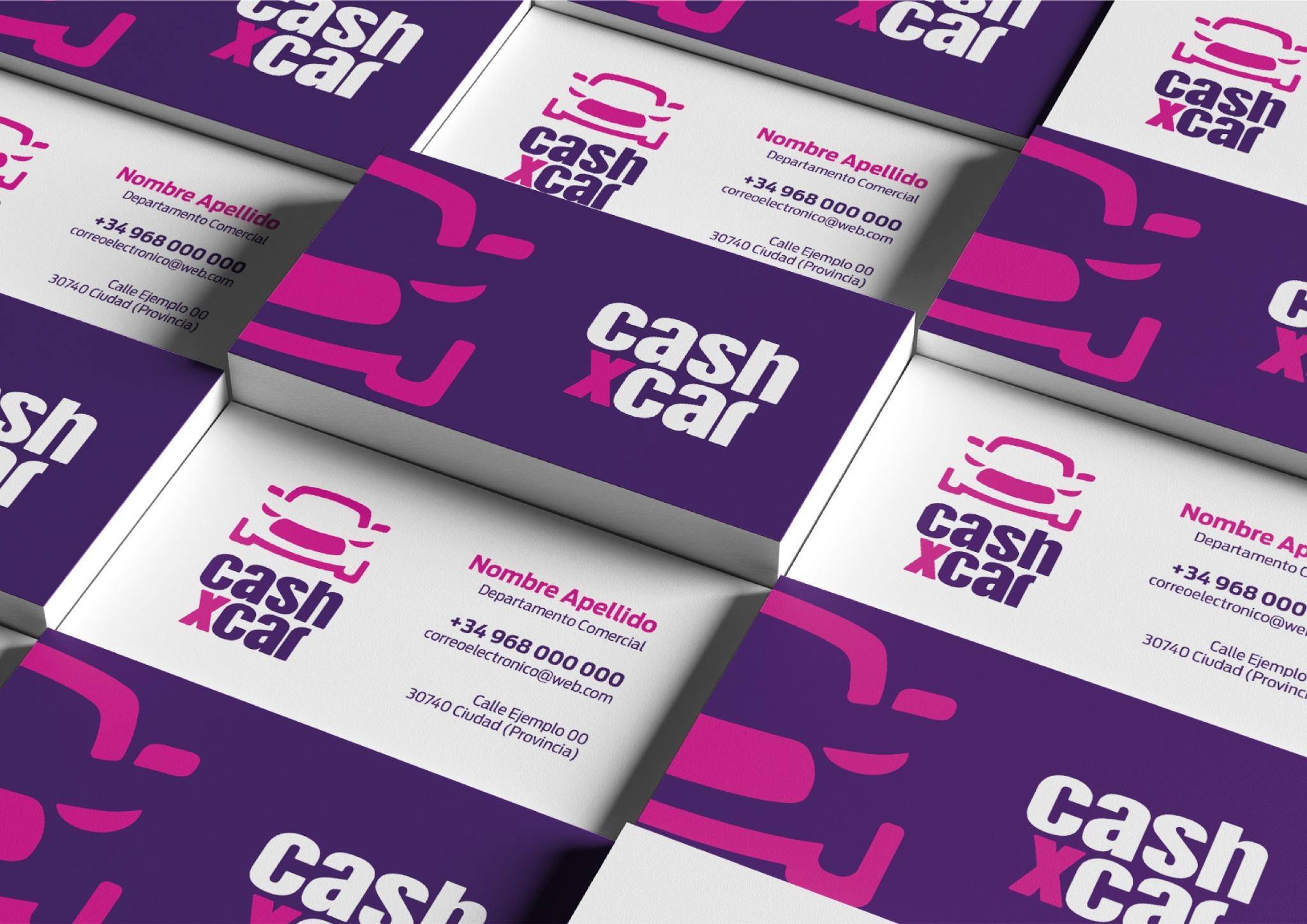 Aplicación de la identidad Cashxcar en tarjetas corporativas