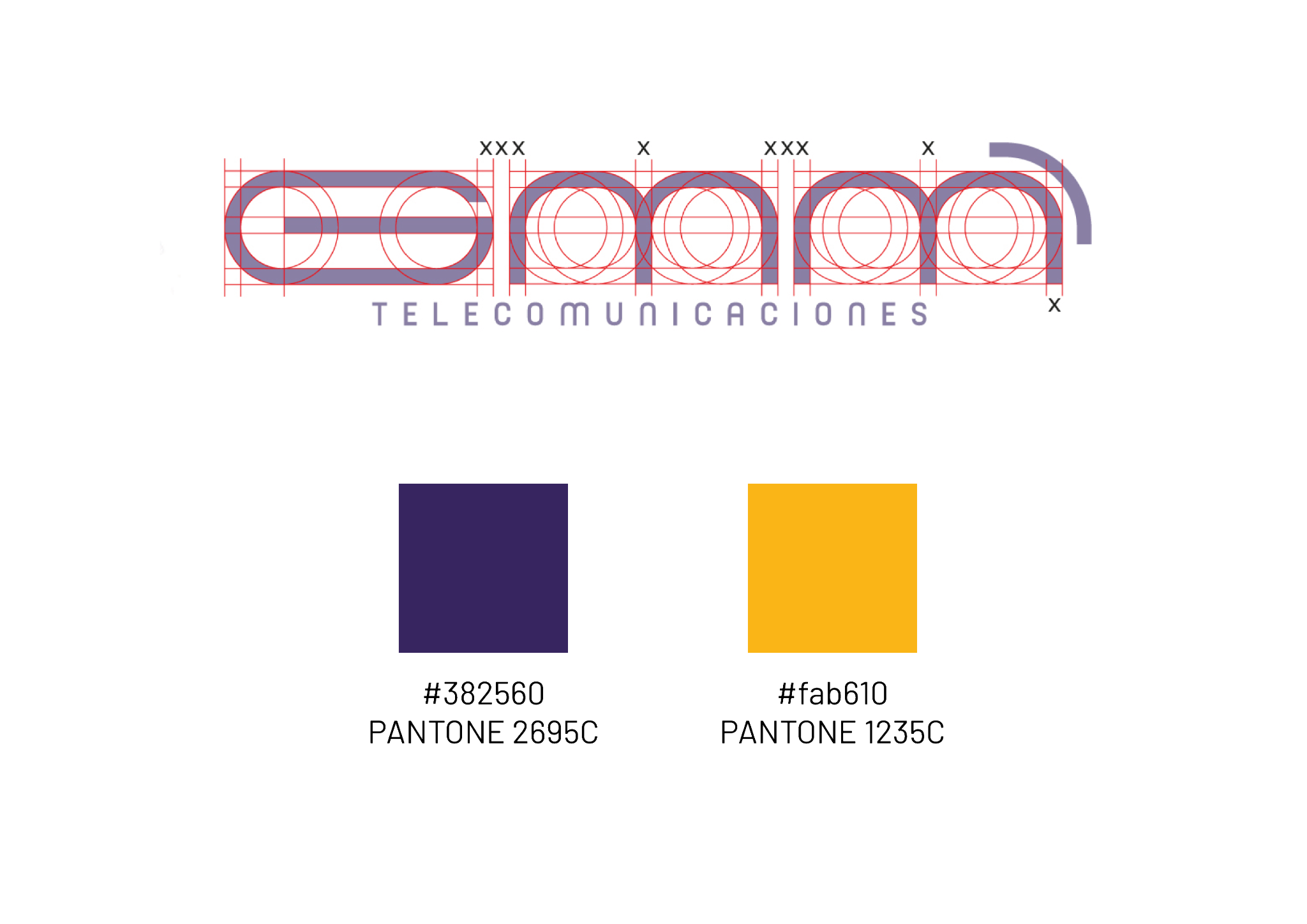 Construcción geométrica del logotipo y colores corporativos de GMM