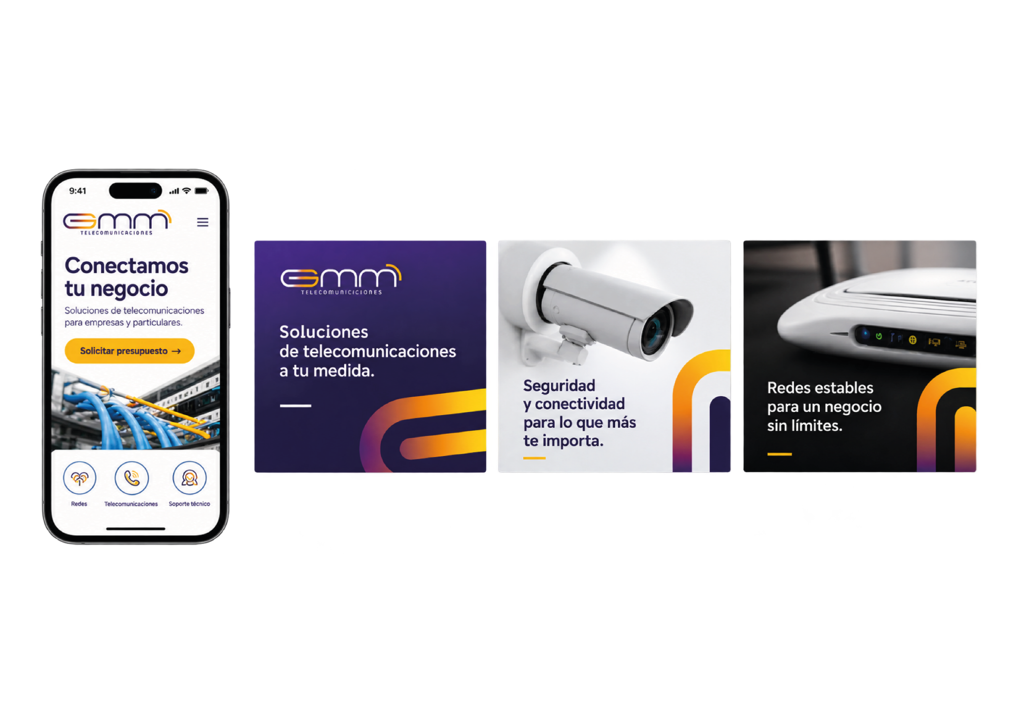 Diseño de página móvil y creatividades para redes sociales de GMM Telecomunicaciones