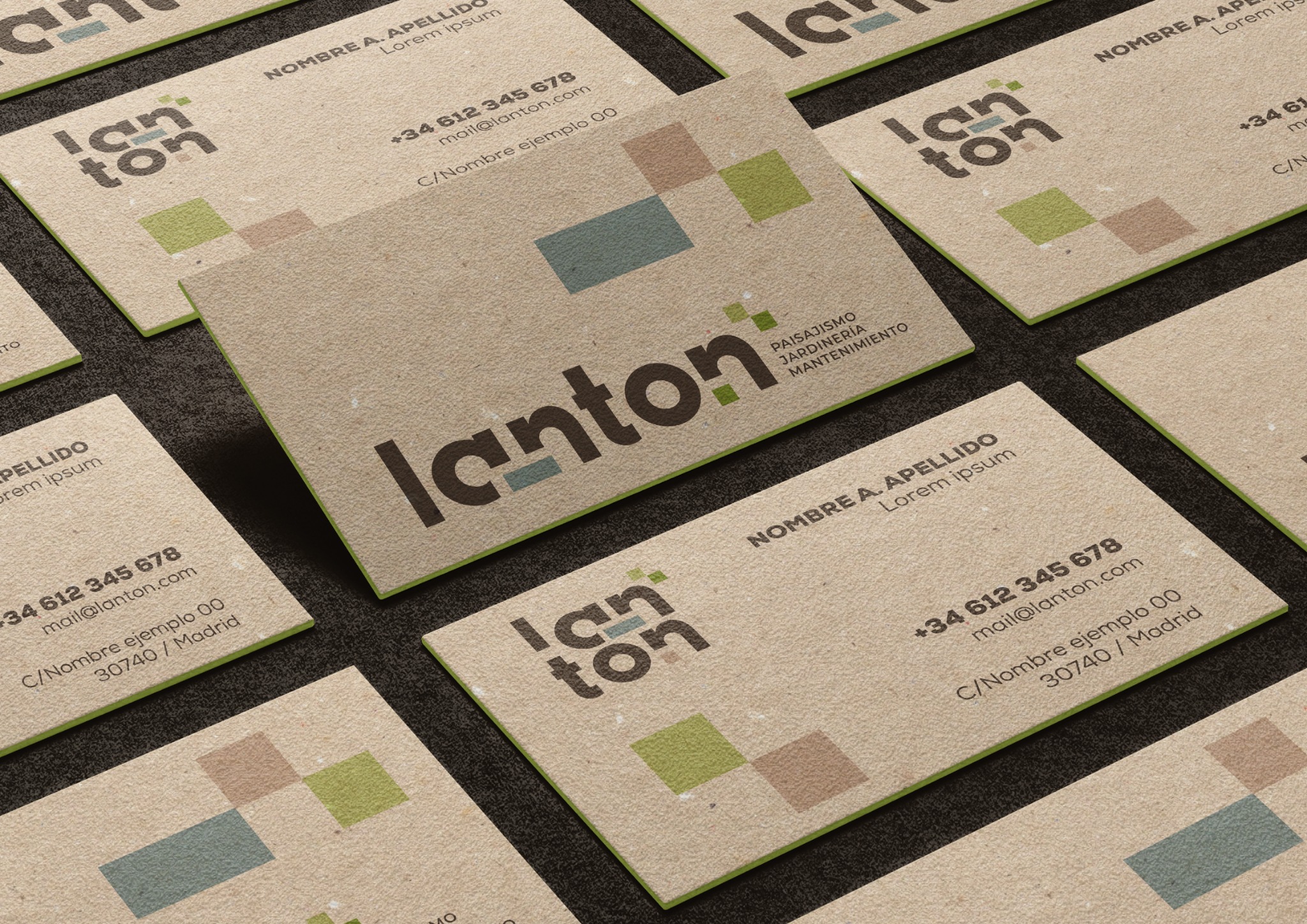 Aplicación de la identidad Lanton en tarjetas corporativas