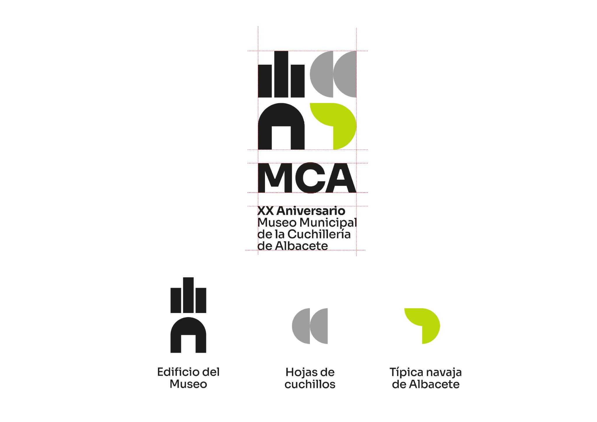 Construcción geométrica del logotipo propuesto para el museo