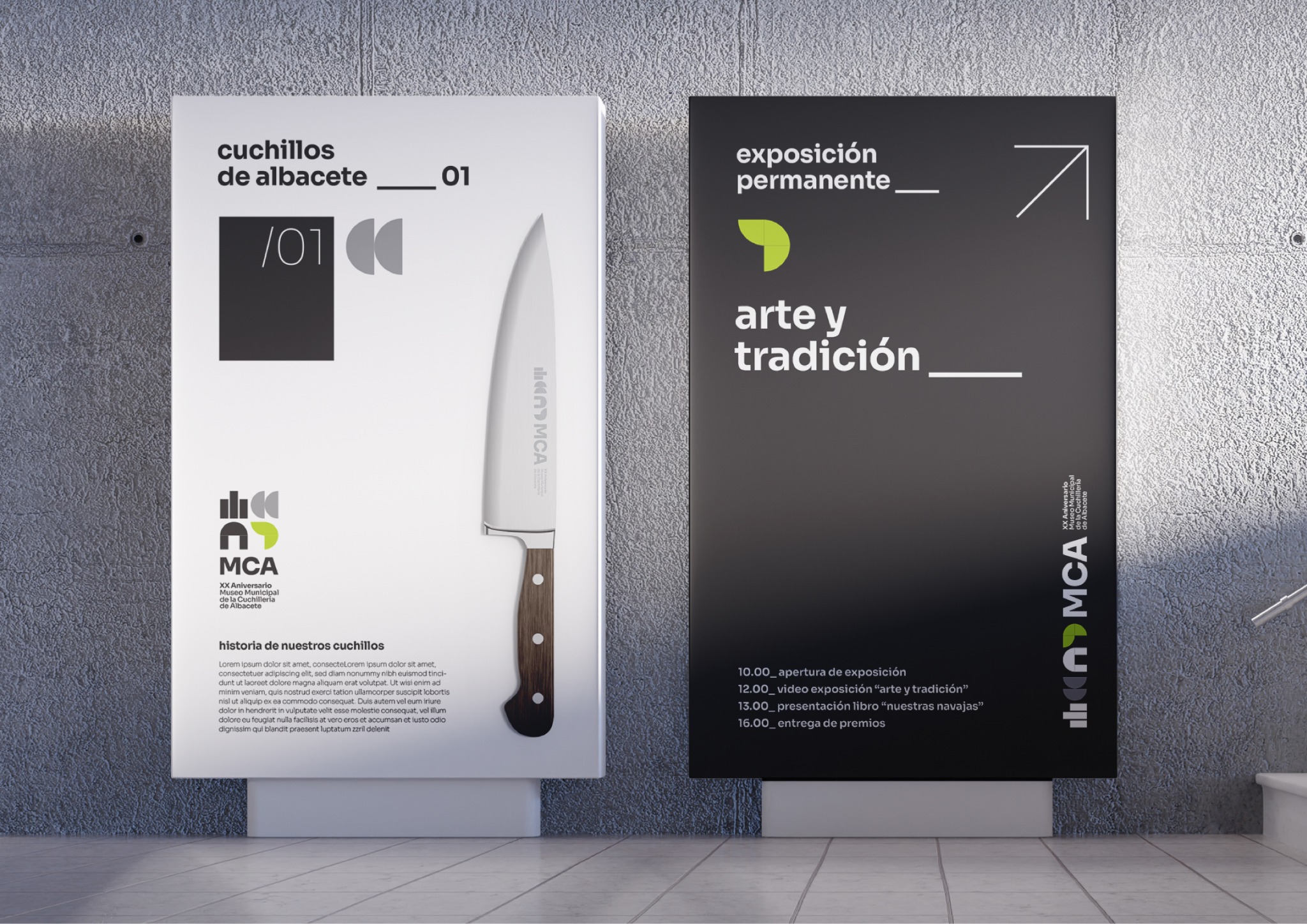 Aplicación de la identidad en carteles para la exposición permanente del museo